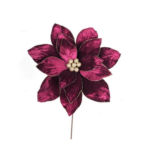 Plum Poinsettia With Rose Gold Glitter - 50cm