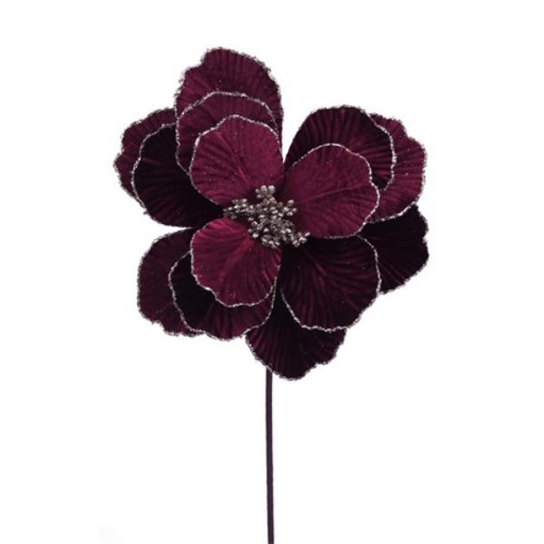 Plum Velvet Magnolia Stem - 50cm