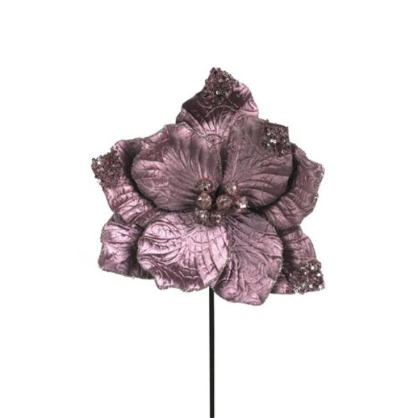 Antique Pink With Glitter Magnolia Stem - 50cm