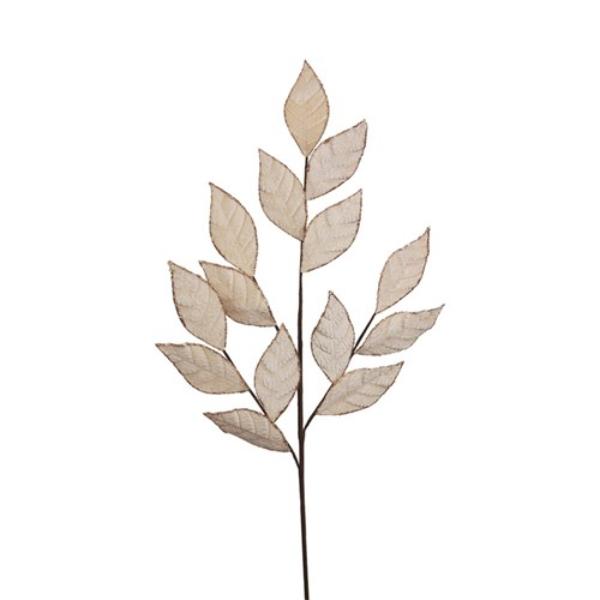 Ivory & Glitter Leaf Stem - 75cm