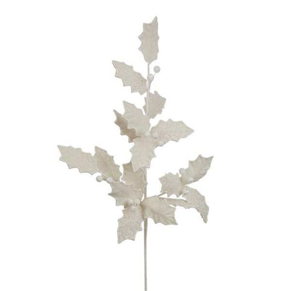 White Velvet Holly Stem - 78cm
