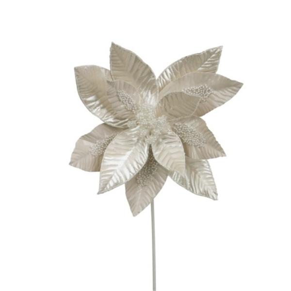 Ivory Pearl Poinsettia Stem - 50cm