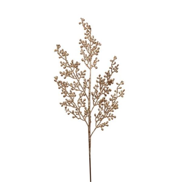 Rose Gold Glitter Foilage Stem - 81cm