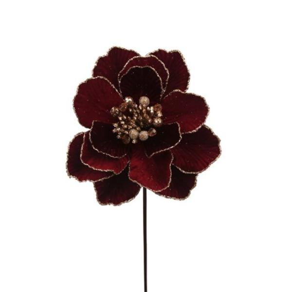 Mulberry Wine Velvet Peony Stem - 50cm