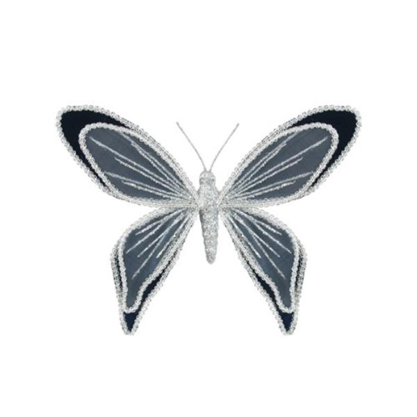 Navy Butterfly With Clip - 19cm