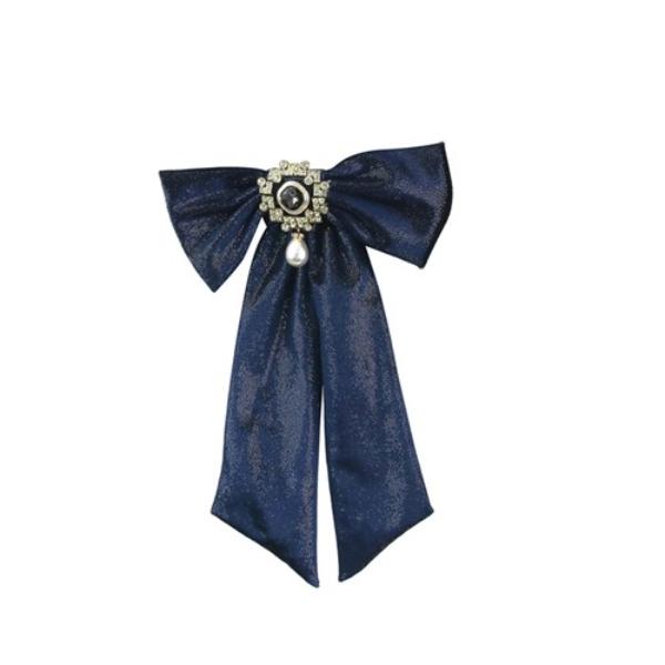 Navy Bow With Jewelled Centre - 27cm