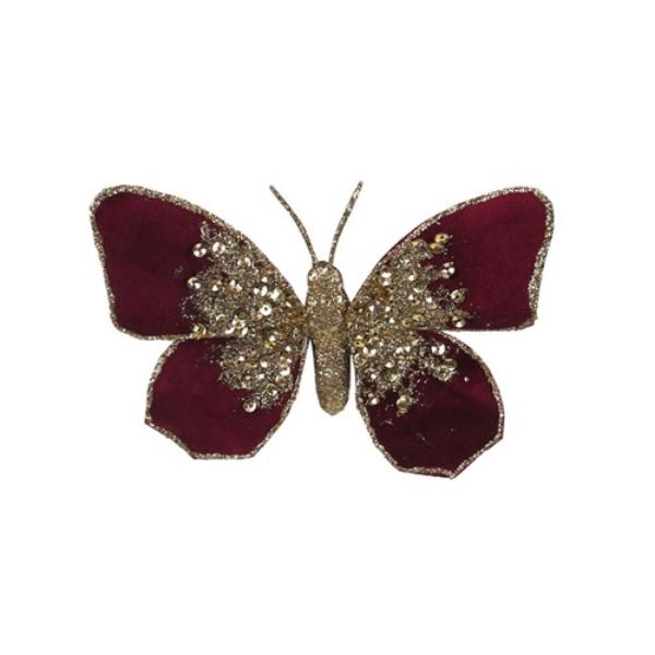Burgundy Velvet Butterfly - 14cm