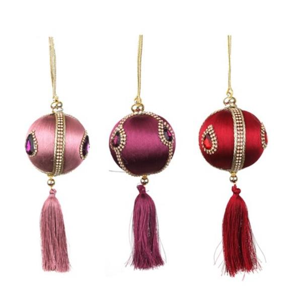 Bauble With Gold Tassels - 8cm