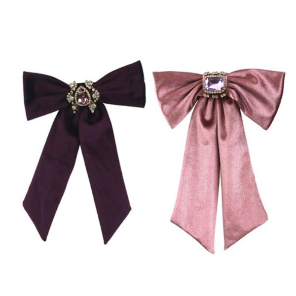 Purple Or Plum Velvet Bow - 27cm