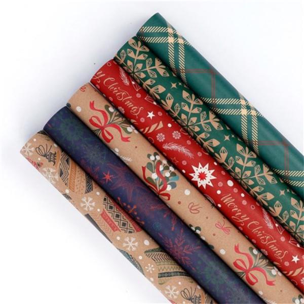 Christmas Kraft Gift Wrap Roll - 70cm x 5m