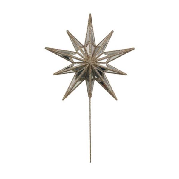 Champagne Mirrored Star Tree Topper - 22cm