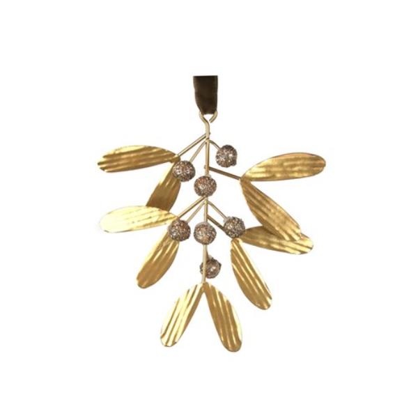 Gold Metal Mistletoe Decor - 13cm