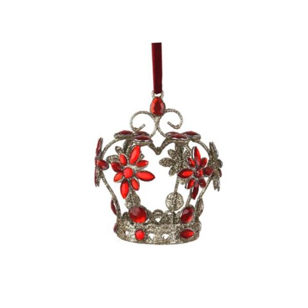 Red Jewelled Crown Ornament - 11cm