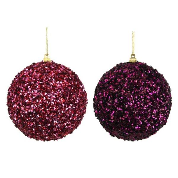 Purple Or Wine Glitter Beaded Ball - 10cm