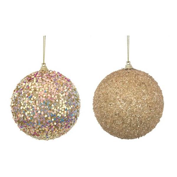 Champagne Beaded Bauble 10cm - Assorted