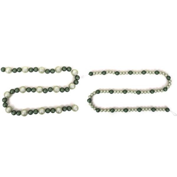 Sage & Platinum Glitter Ball Garland 140cm - Assorted