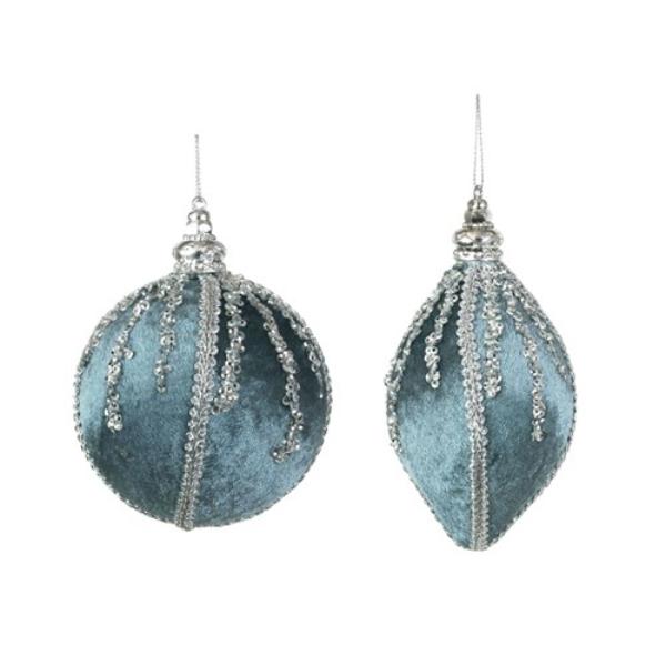 Arctic Blue Velvet Finial Or Bauble - 10cm