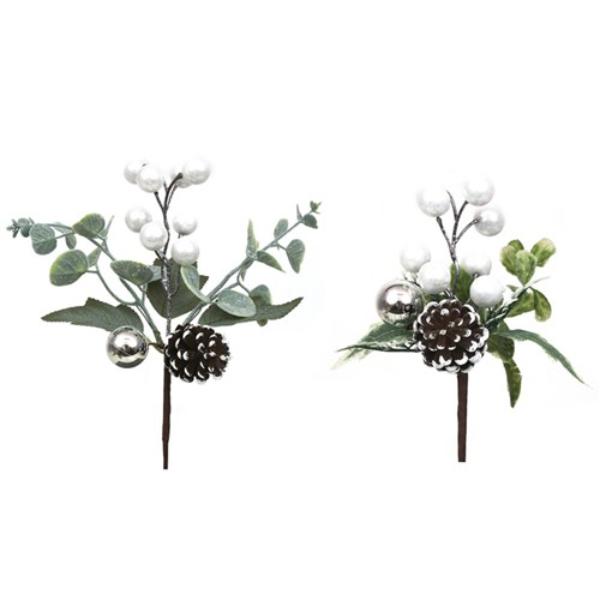Assorted White Berry Picks - 22cm