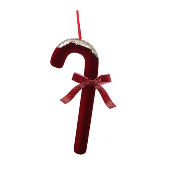 Burgundy Velvet With Rose Glitter Candy Cane - 40cm