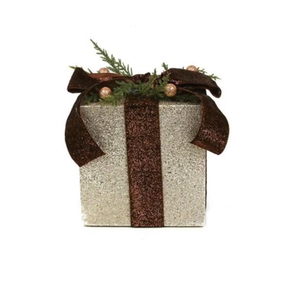 Champagne Glitter Giftbox With Chocolate Ribbon - 17cm