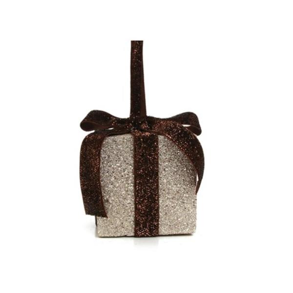 Champagne Glitter Giftbox With Chocolate Ribbon - 10cm