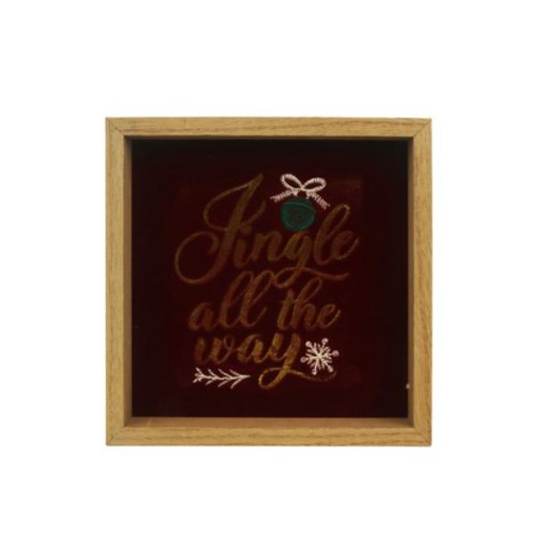 Flocked Christmas MDF Plaque - 17.8cm