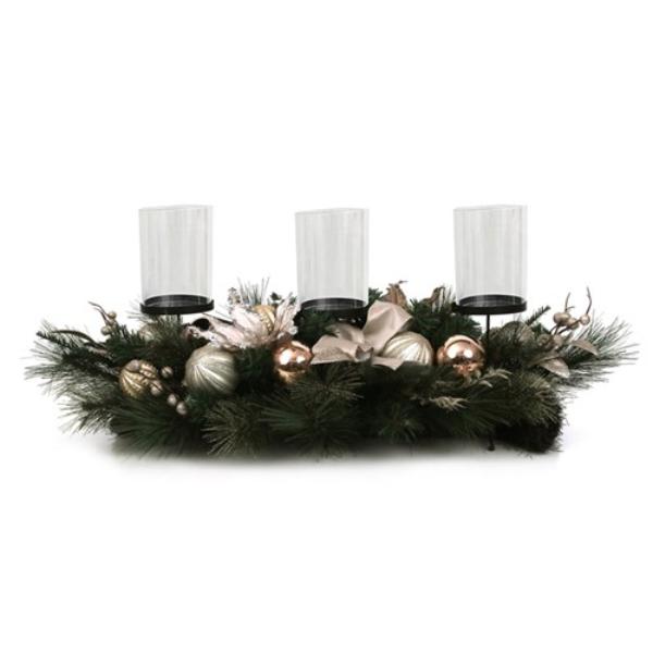 3 Candle Poinsettia Centrepiece - 90cm