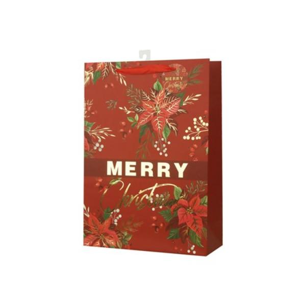 XL Red Poinsettia Gift Bag - 30x42x12cm