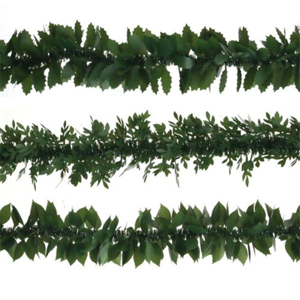 Assorted Green Leaf Tinsel - 2m