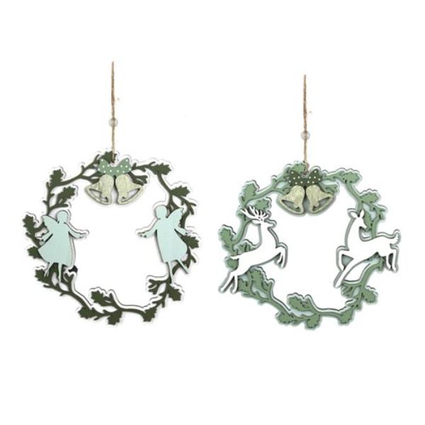 Sage Christmas MDF Wreath - 24cm
