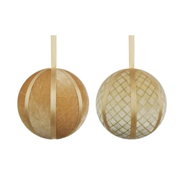 Champagne Flocked & Fabric Ball - 15cm