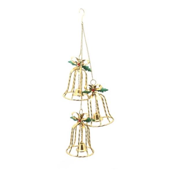 Gold Metal Hanging Bell Silhouette - 84cm