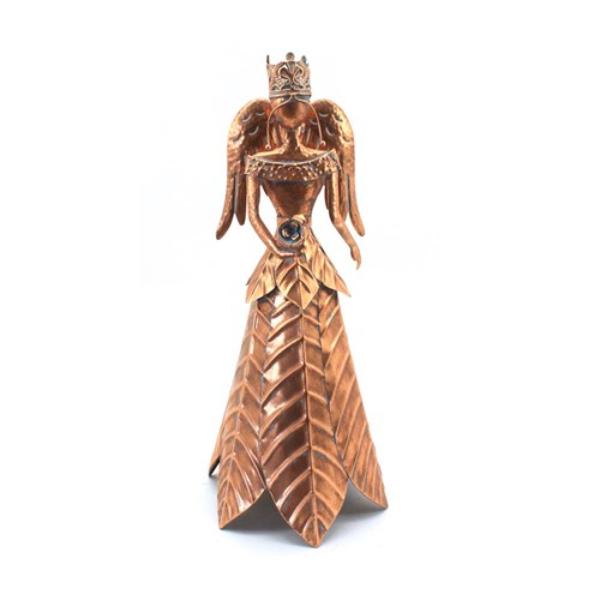 Antique Rose Gold Metal Angel - 68cm