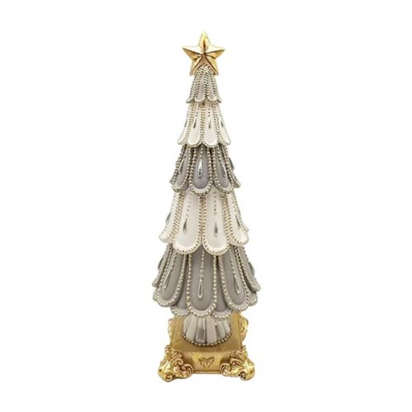 Grey & White Polyresin Christmas Tree - 36.5cm