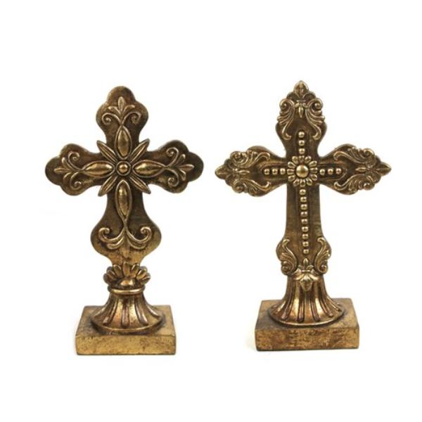 Antique Gold Tabletop Crucifix - 20.5cm