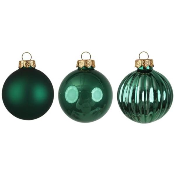 9 Pack Emerald Glass Baubles - 8cm