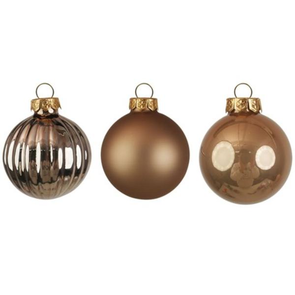 9 Pack Rose Gold Glass Baubles - 8cm