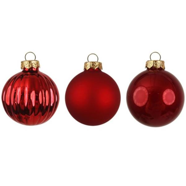 9 Pack Red Glass Baubles - 8cm