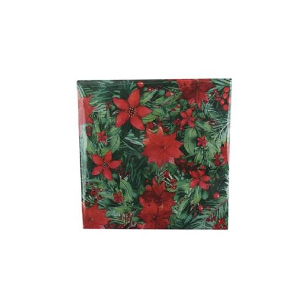 20 Pack Red Floral Christmas Napkins - 33cm