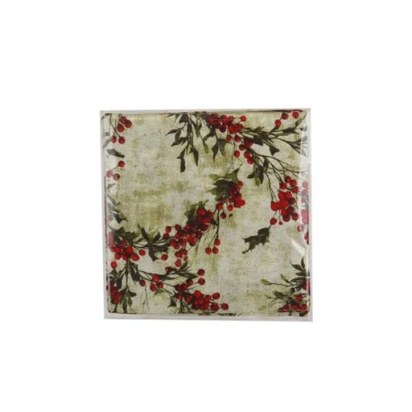 20 Pack Christmas Garland Napkins - 33cm