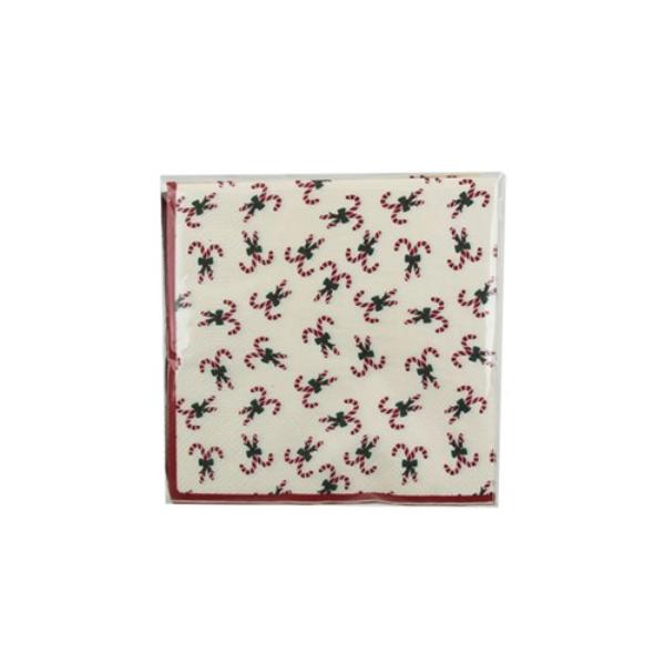 20 Pack Candy Cane Napkins - 33cm