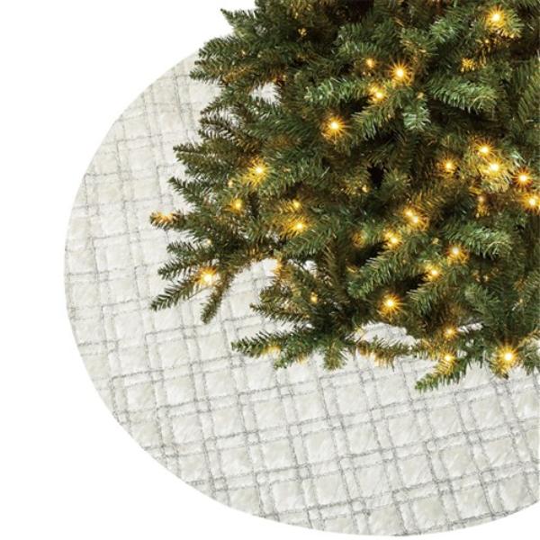 White & Silver Luxe Tree Skirt - 120cm