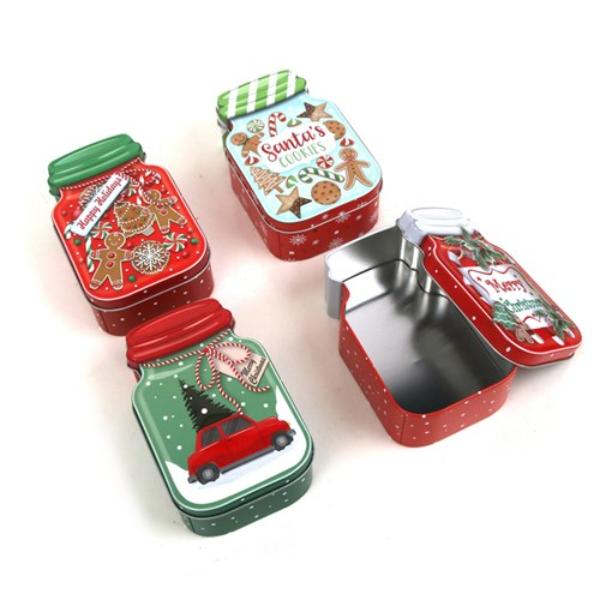 Assorted Christmas Jar Shaped Metal Tin - 15cm