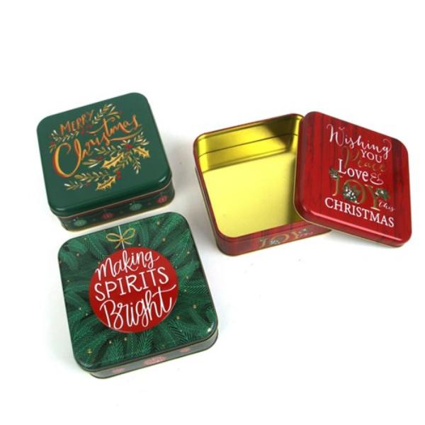 Assorted Square Shaped Christmas Metal Tin - 17cm
