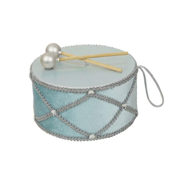Pale Blue Velvet Drum - 20cm
