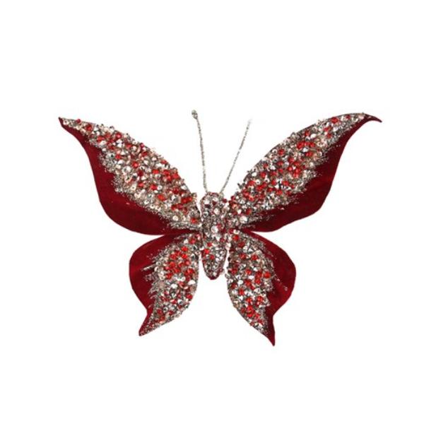 Burgundy Butterfly With Clip - 22cm