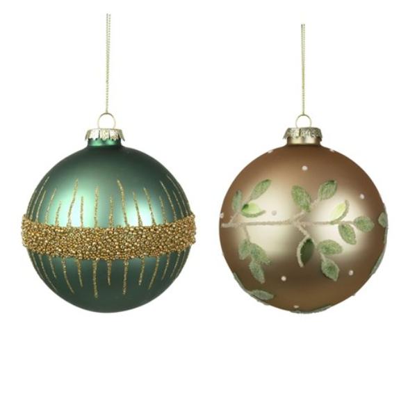 Sage & Champagne Glass Bauble - 10cm