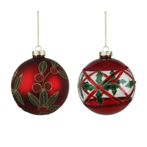 Red Handpainted Glass Bauble - 12cm