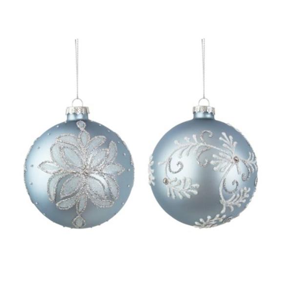 Pale Blue Handpainted Glass Bauble - 10cm