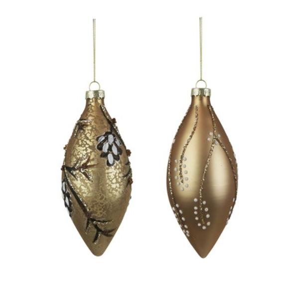 Champagne Handpainted Glass Finials - 13cm